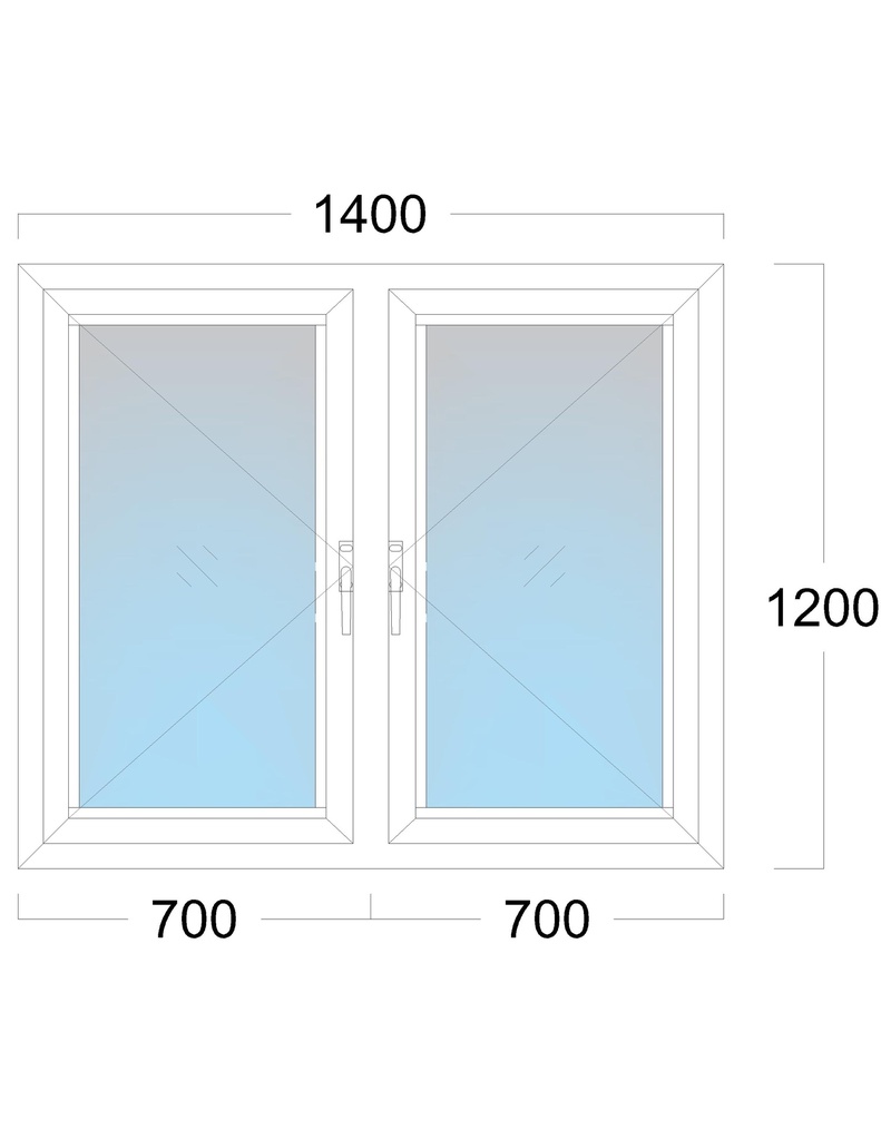 Window: OO/OO: Width 1400 x Height 1200 mm