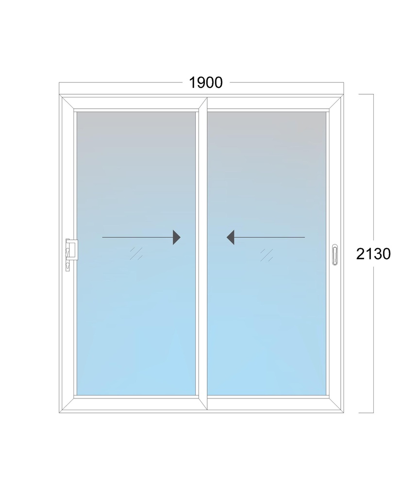 Sliding Door: Width 1900 x Height 2130 mm