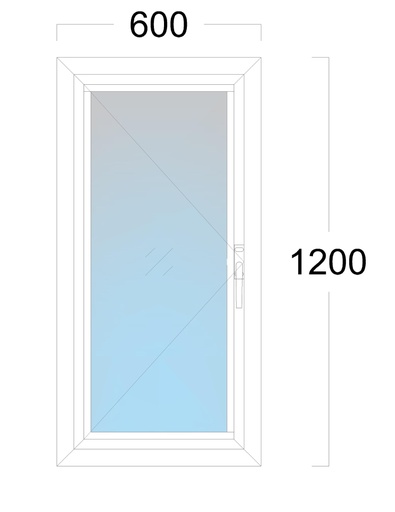 [EH-W.022L] Window: OO (L): Width 600 x Height 1200 mm